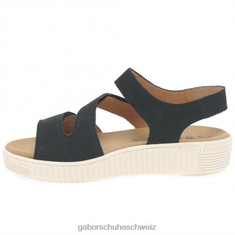 Schuhwerk Frauen Gabor nachtblaues Nubuk Ringelblumensandalen XTX02170