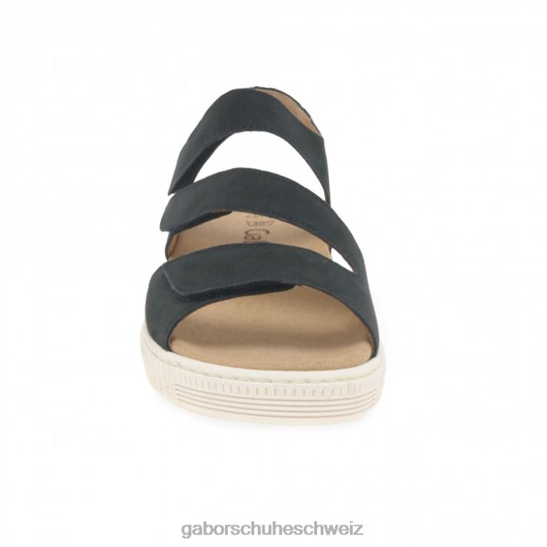 Schuhwerk Frauen Gabor nachtblaues Nubuk Ringelblumensandalen XTX02170