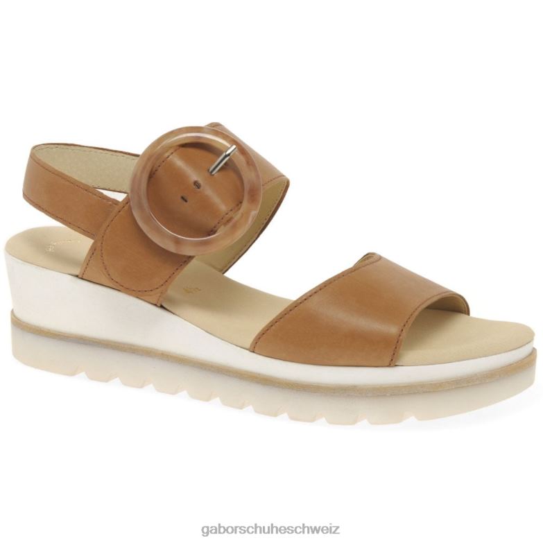 Schuhwerk Frauen Gabor Cognac Yeo-Sandalen mit Keilabsatz XTX02153