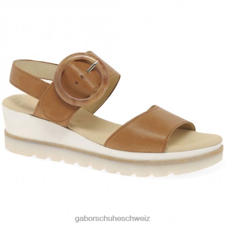 Schuhwerk Frauen Gabor Cognac Yeo-Sandalen mit Keilabsatz XTX02153