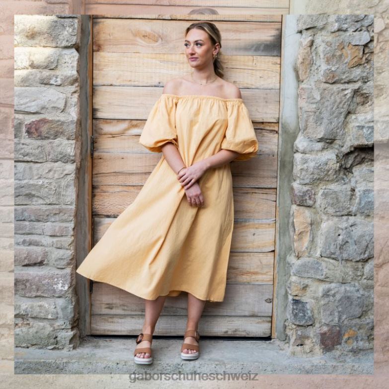 Schuhwerk Frauen Gabor Cognac Yeo-Sandalen mit Keilabsatz XTX02153