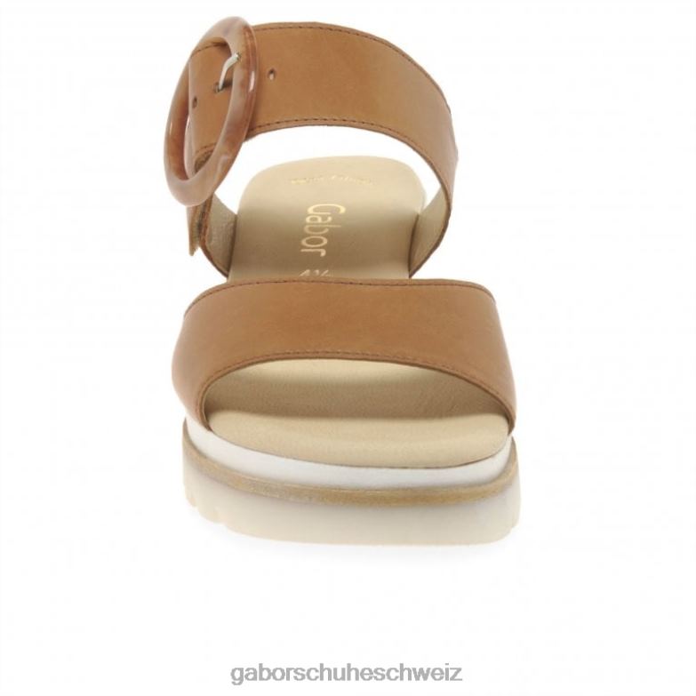 Schuhwerk Frauen Gabor Cognac Yeo-Sandalen mit Keilabsatz XTX02153