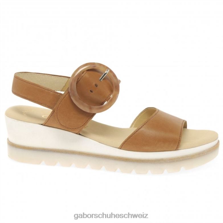 Schuhwerk Frauen Gabor Cognac Yeo-Sandalen mit Keilabsatz XTX02153