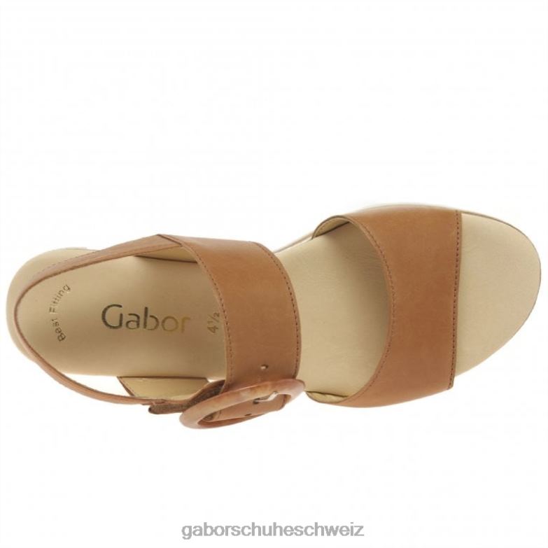 Schuhwerk Frauen Gabor Cognac Yeo-Sandalen mit Keilabsatz XTX02153