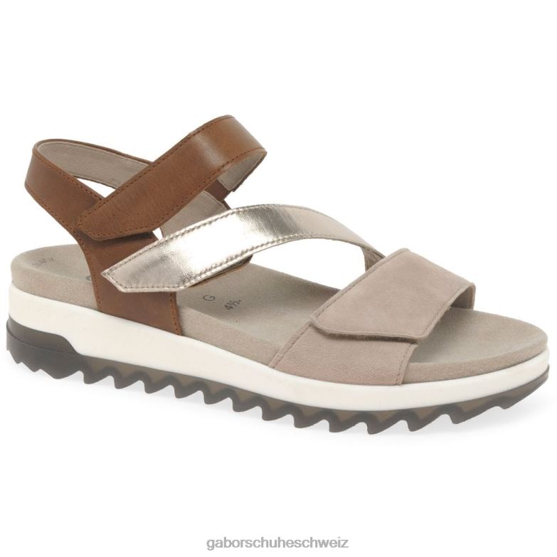 Schuhwerk Frauen Gabor Erdnuss/Muschel Verity Riemchensandalen mit niedrigem Absatz XTX02172