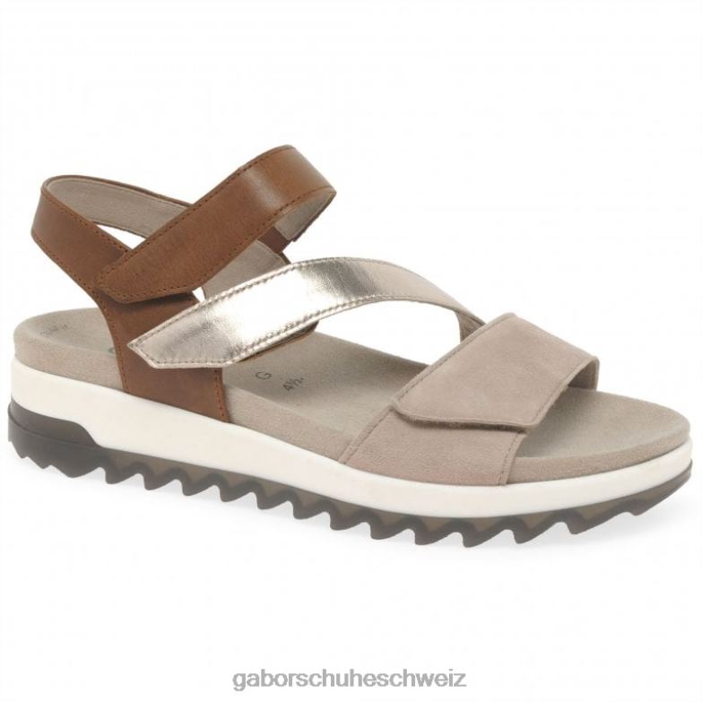 Schuhwerk Frauen Gabor Erdnuss/Muschel Verity Riemchensandalen mit niedrigem Absatz XTX02172