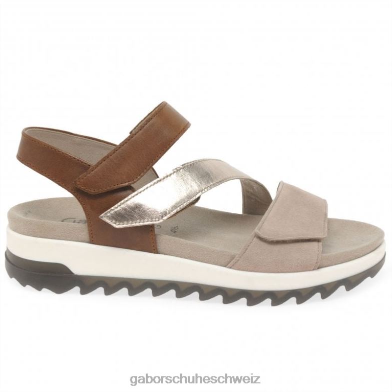 Schuhwerk Frauen Gabor Erdnuss/Muschel Verity Riemchensandalen mit niedrigem Absatz XTX02172