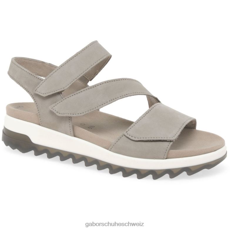 Schuhwerk Frauen Gabor Leinennubuk Verity Riemchensandalen mit niedrigem Absatz XTX02173