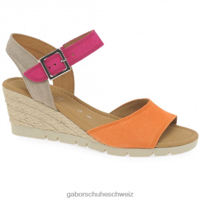 Schuhwerk Frauen Gabor Mandarine/Rosa Nieve-Sandalen mit Keilabsatz XTX02162