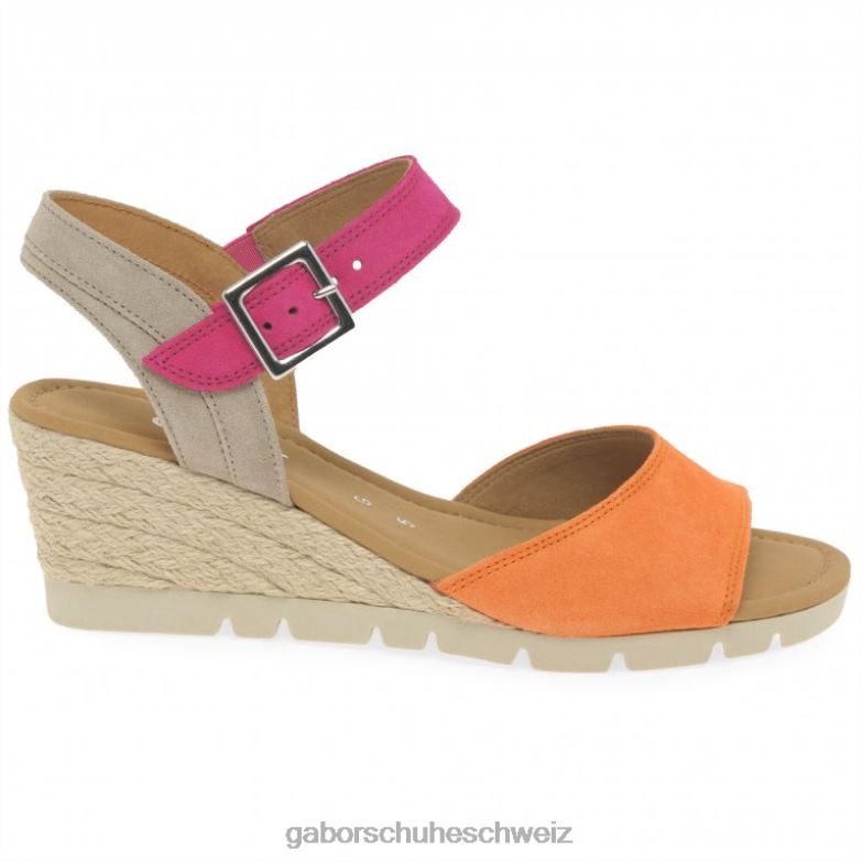 Schuhwerk Frauen Gabor Mandarine/Rosa Nieve-Sandalen mit Keilabsatz XTX02162