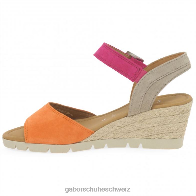 Schuhwerk Frauen Gabor Mandarine/Rosa Nieve-Sandalen mit Keilabsatz XTX02162