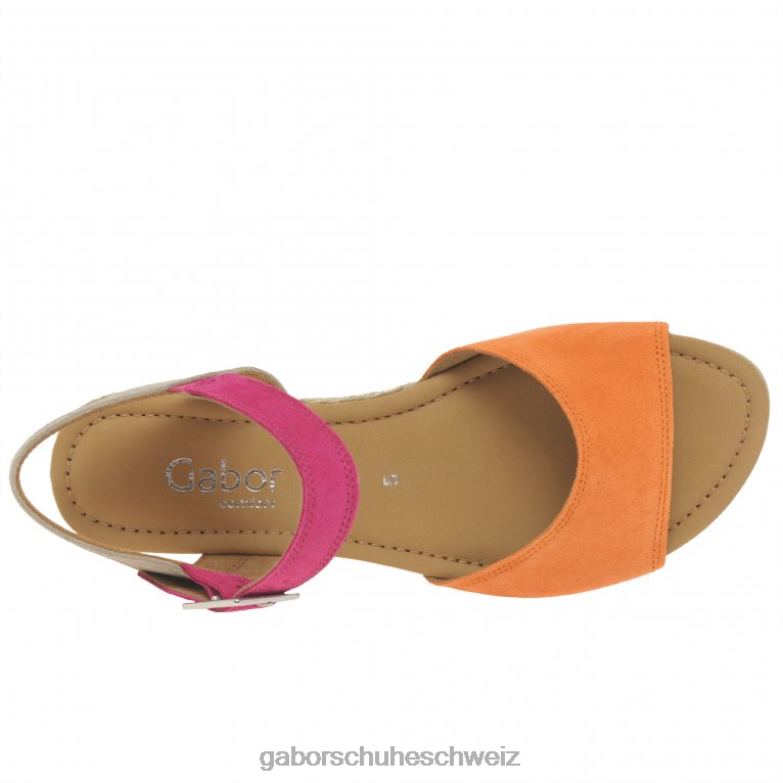 Schuhwerk Frauen Gabor Mandarine/Rosa Nieve-Sandalen mit Keilabsatz XTX02162