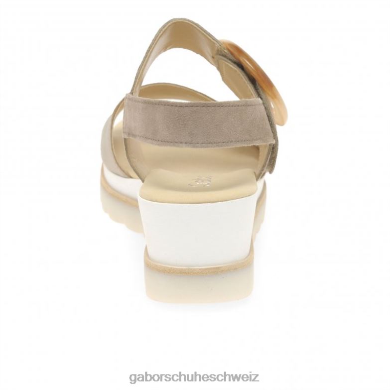 Schuhwerk Frauen Gabor Puder-Metallic/Kaninchen-Wildleder Yeo-Sandalen mit Keilabsatz XTX02155