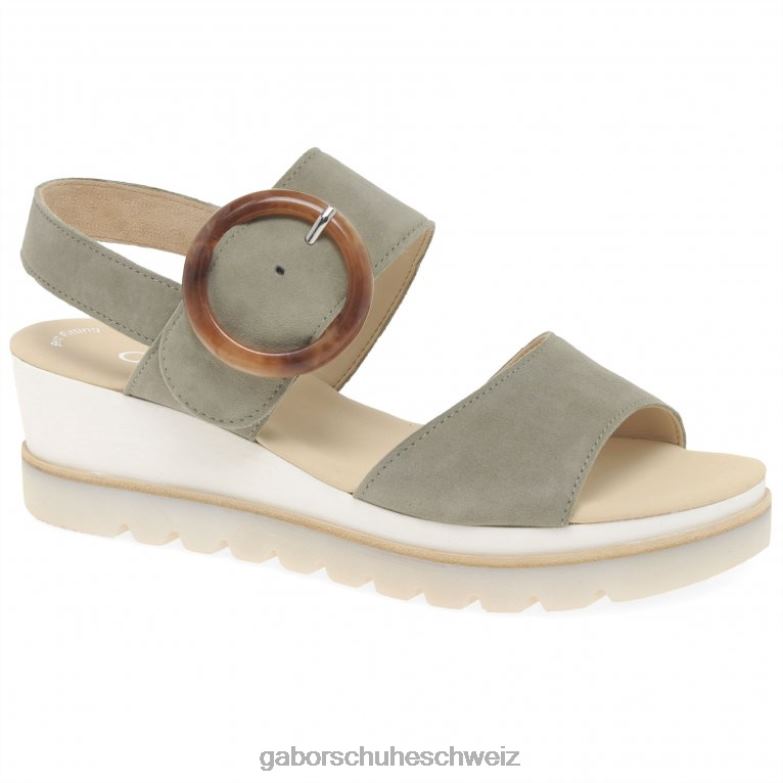 Schuhwerk Frauen Gabor Schilf Wildleder Yeo-Sandalen mit Keilabsatz XTX02157