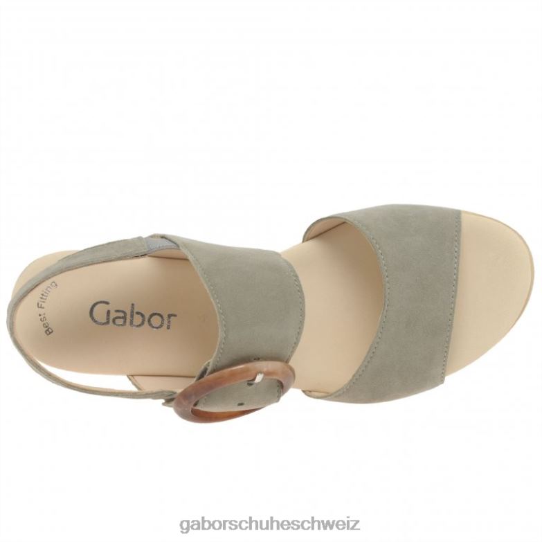 Schuhwerk Frauen Gabor Schilf Wildleder Yeo-Sandalen mit Keilabsatz XTX02157