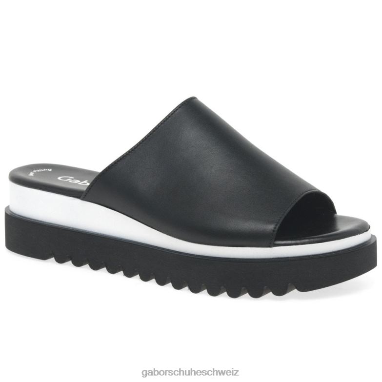 Schuhwerk Frauen Gabor Schwarz Emily-Rose Plateau-Pantoletten XTX02174