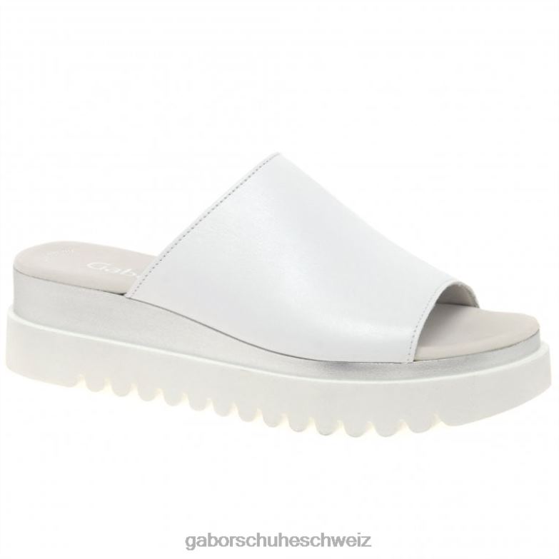 Schuhwerk Frauen Gabor Weiß Emily-Rose Plateau-Pantoletten XTX02175
