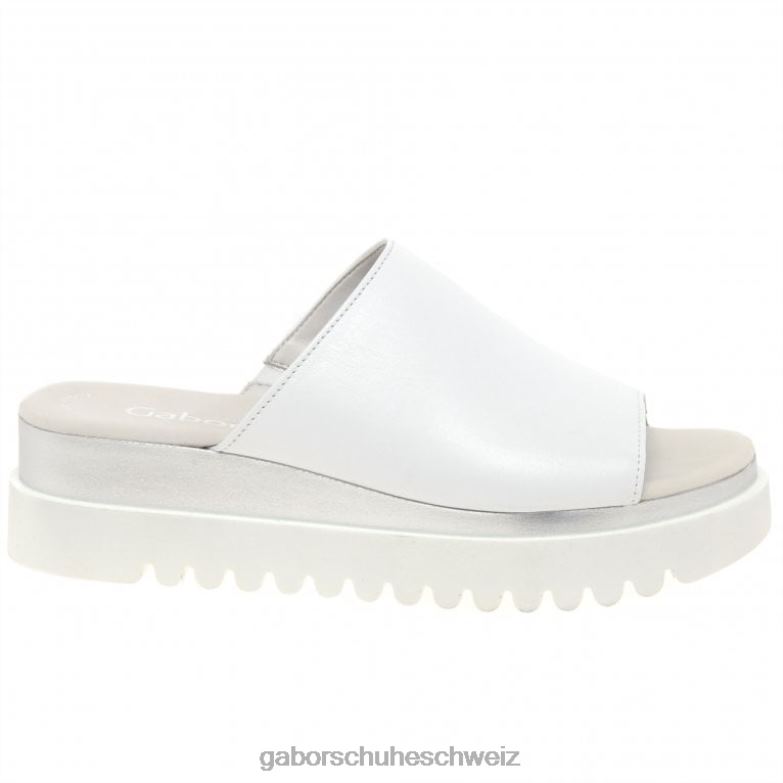 Schuhwerk Frauen Gabor Weiß Emily-Rose Plateau-Pantoletten XTX02175