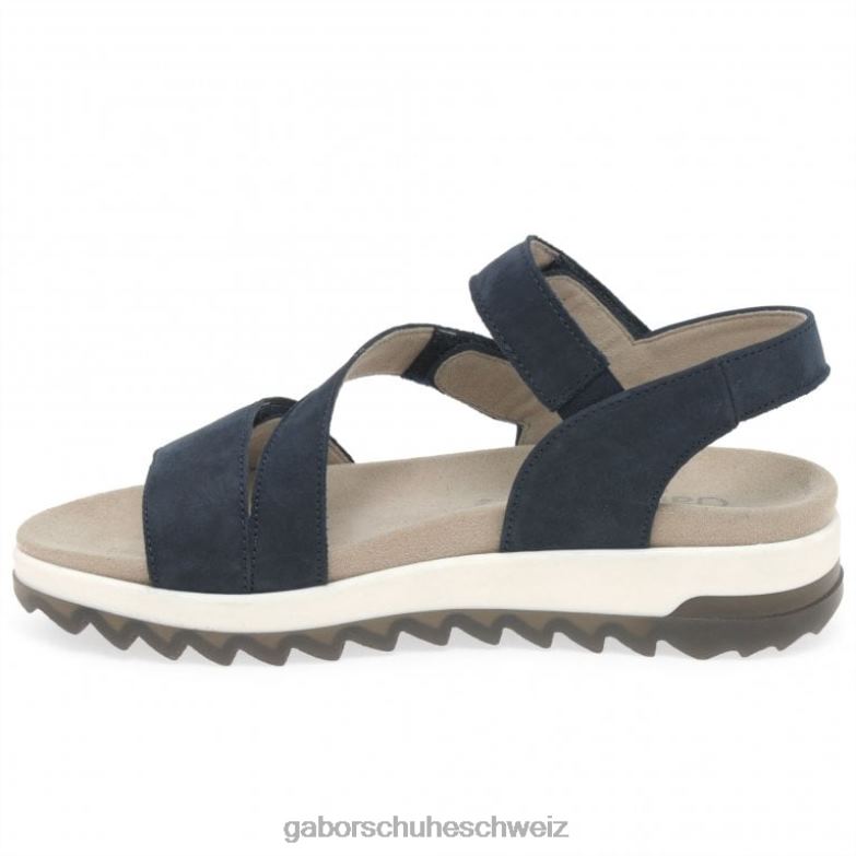Schuhwerk Frauen Gabor blaues Nubuk Verity Riemchensandalen mit niedrigem Absatz XTX02171