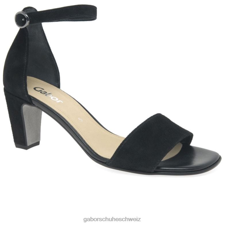 Schuhwerk Frauen Gabor schwarzes Wildleder Einhorn-Sandalen mit hohen Absätzen XTX02177