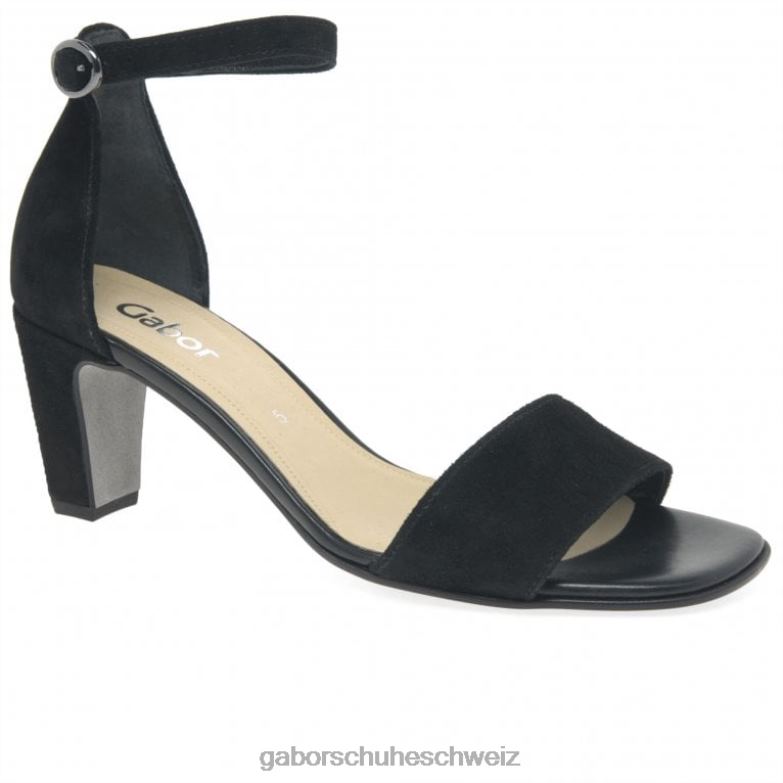 Schuhwerk Frauen Gabor schwarzes Wildleder Einhorn-Sandalen mit hohen Absätzen XTX02177