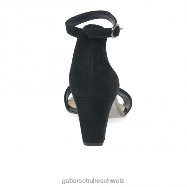 Schuhwerk Frauen Gabor schwarzes Wildleder Einhorn-Sandalen mit hohen Absätzen XTX02177