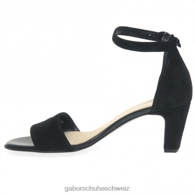 Schuhwerk Frauen Gabor schwarzes Wildleder Einhorn-Sandalen mit hohen Absätzen XTX02177