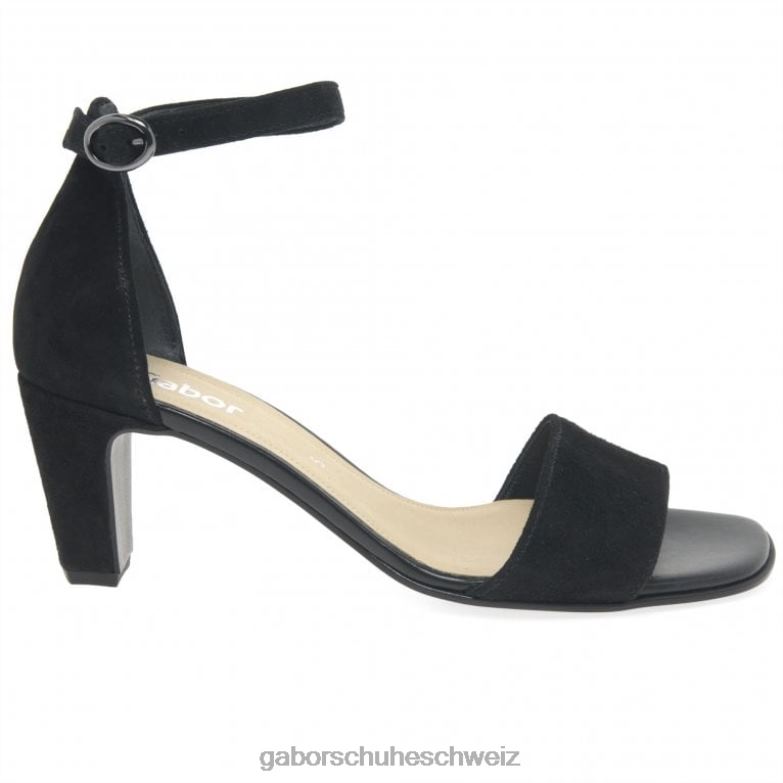 Schuhwerk Frauen Gabor schwarzes Wildleder Einhorn-Sandalen mit hohen Absätzen XTX02177