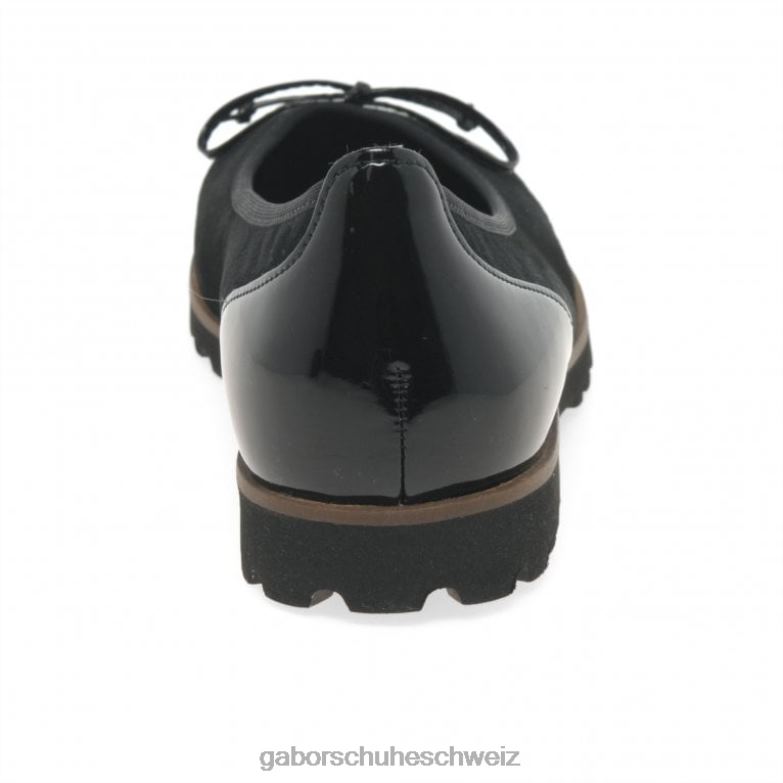 Schuhwerk Frauen Gabor schwarzes Wildleder/Lack SS21 Freizeitschuhe der Versuchung XTX0215