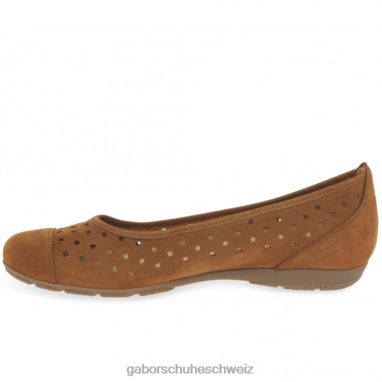 Schuhwerk Frauen Gabor Brandy-Nubuk Freizeitschuhe mit gestanzten Details und Rüschen XTX0278