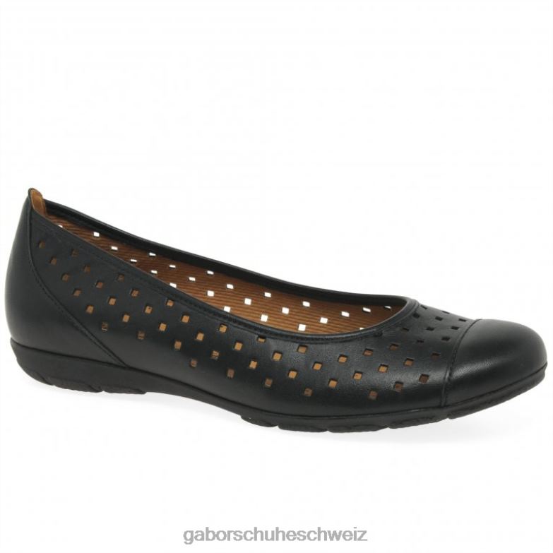 Schuhwerk Frauen Gabor Schwarz Freizeitschuhe mit gestanzten Details und Rüschen XTX0280
