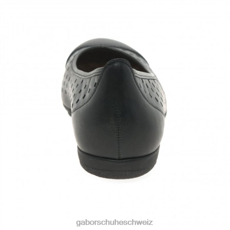 Schuhwerk Frauen Gabor Schwarz Freizeitschuhe mit gestanzten Details und Rüschen XTX0280