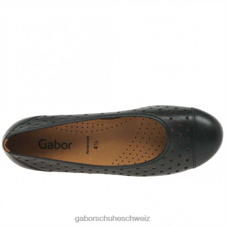 Schuhwerk Frauen Gabor Schwarz Freizeitschuhe mit gestanzten Details und Rüschen XTX0280