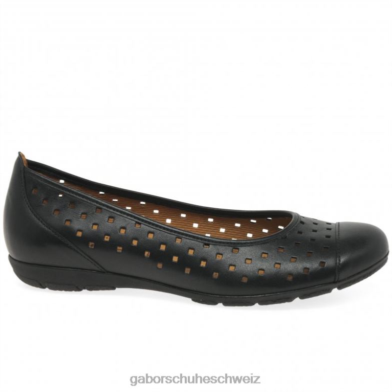 Schuhwerk Frauen Gabor Schwarz Freizeitschuhe mit gestanzten Details und Rüschen XTX0280