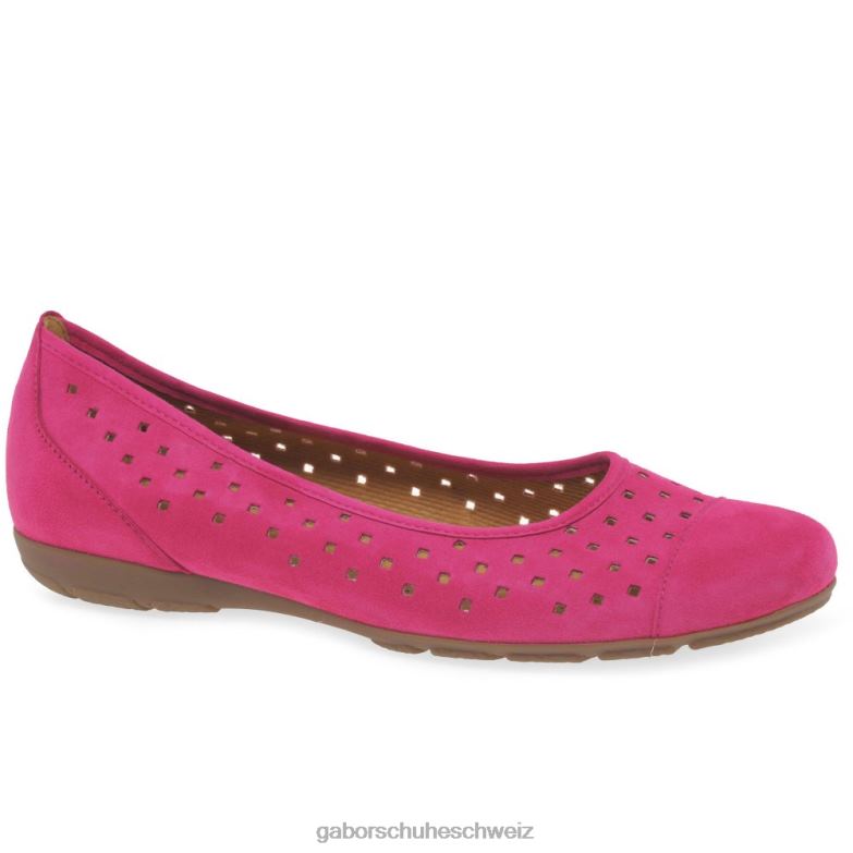 Schuhwerk Frauen Gabor rosa Wildleder Freizeitschuhe mit gestanzten Details und Rüschen XTX025