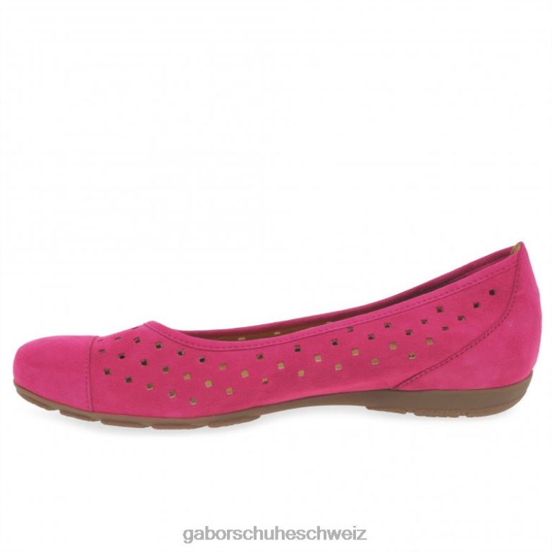 Schuhwerk Frauen Gabor rosa Wildleder Freizeitschuhe mit gestanzten Details und Rüschen XTX025