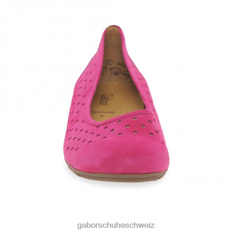 Schuhwerk Frauen Gabor rosa Wildleder Freizeitschuhe mit gestanzten Details und Rüschen XTX025