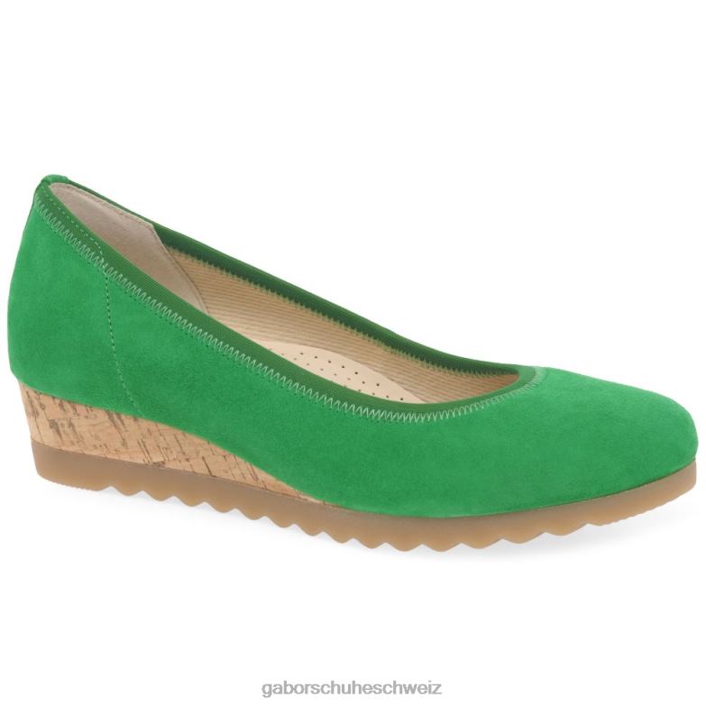 Schuhwerk Frauen Gabor Grünes Wildleder Epworth-Schuhe mit niedrigem Keilabsatz XTX02119