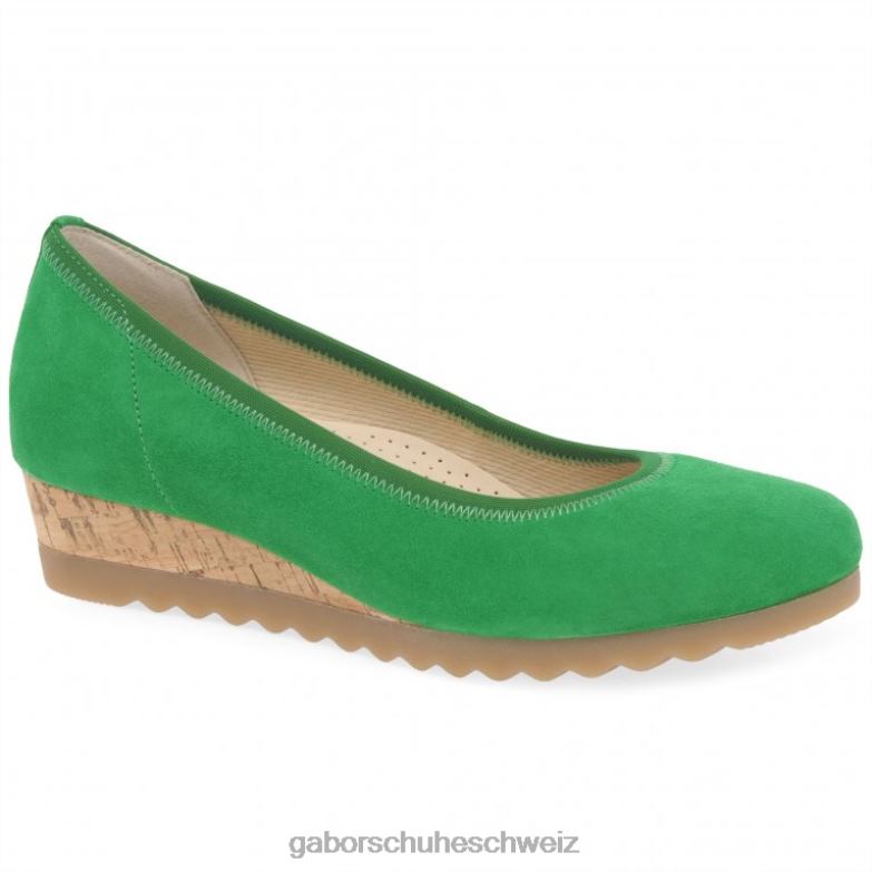 Schuhwerk Frauen Gabor Grünes Wildleder Epworth-Schuhe mit niedrigem Keilabsatz XTX02119