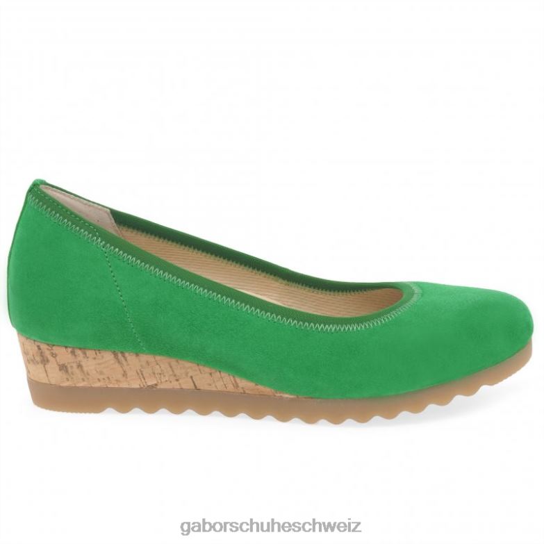 Schuhwerk Frauen Gabor Grünes Wildleder Epworth-Schuhe mit niedrigem Keilabsatz XTX02119