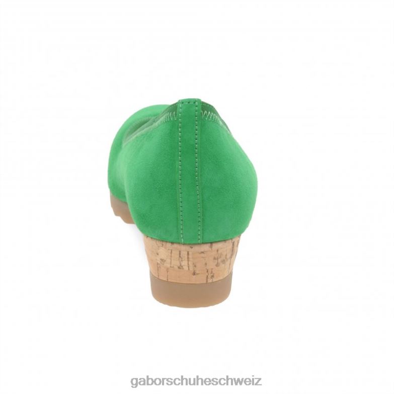 Schuhwerk Frauen Gabor Grünes Wildleder Epworth-Schuhe mit niedrigem Keilabsatz XTX02119