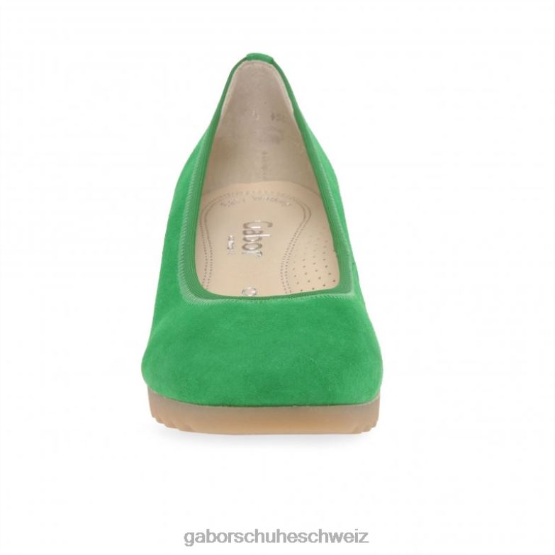 Schuhwerk Frauen Gabor Grünes Wildleder Epworth-Schuhe mit niedrigem Keilabsatz XTX02119
