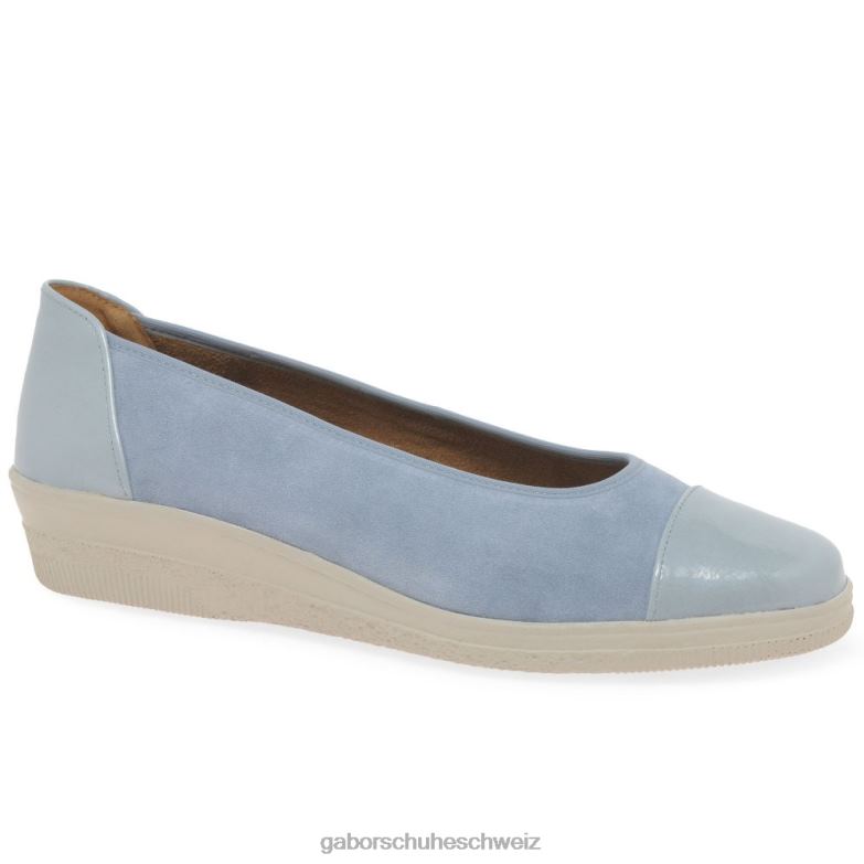 Schuhwerk Frauen Gabor Lagune-Wildleder/Lack Pumps mit niedrigem Absatz und Lackakzent in Petunia-Optik XTX02118