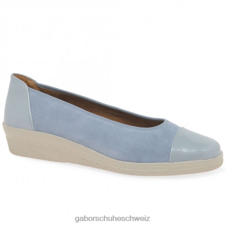 Schuhwerk Frauen Gabor Lagune-Wildleder/Lack Pumps mit niedrigem Absatz und Lackakzent in Petunia-Optik XTX02118