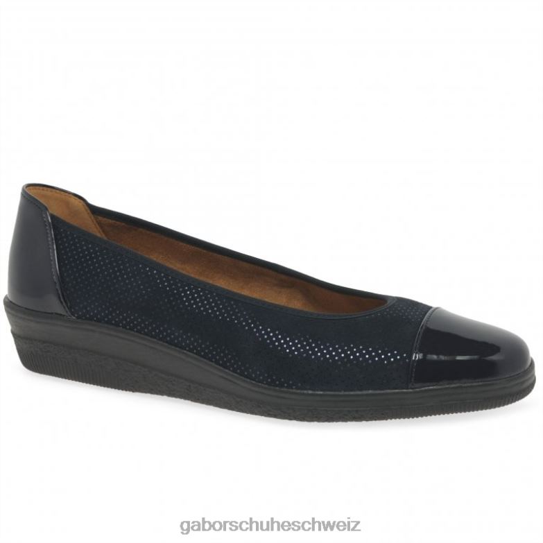 Schuhwerk Frauen Gabor Ozeanpunkt/Patent Pumps mit niedrigem Absatz und Lackakzent in Petunia-Optik XTX02113