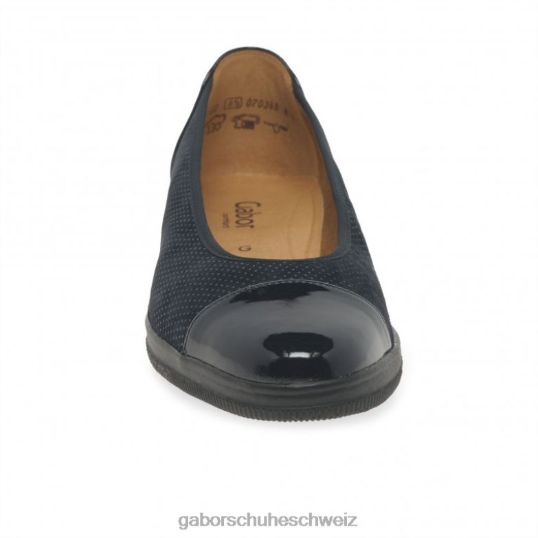 Schuhwerk Frauen Gabor Ozeanpunkt/Patent Pumps mit niedrigem Absatz und Lackakzent in Petunia-Optik XTX02113