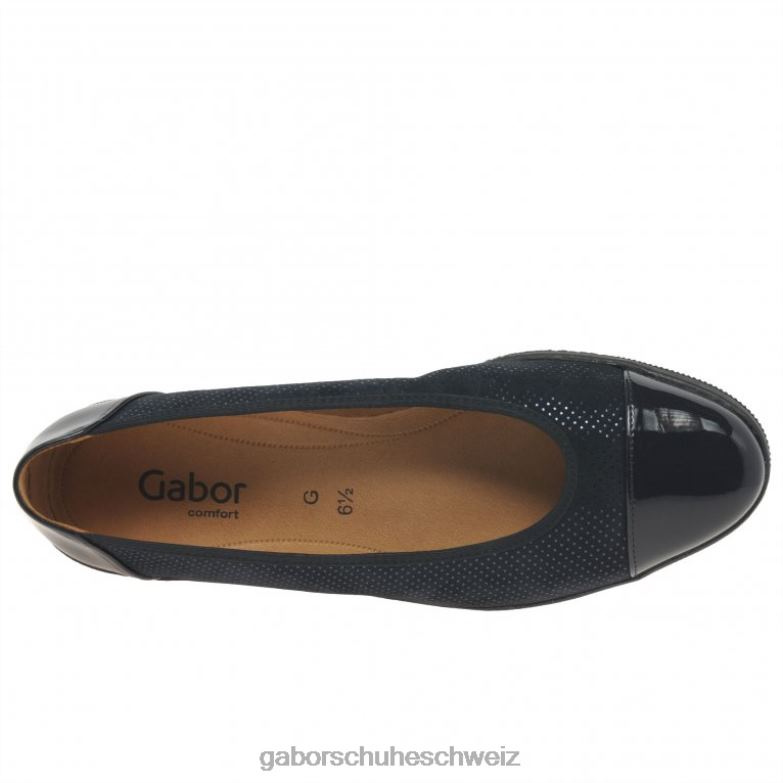 Schuhwerk Frauen Gabor Ozeanpunkt/Patent Pumps mit niedrigem Absatz und Lackakzent in Petunia-Optik XTX02113