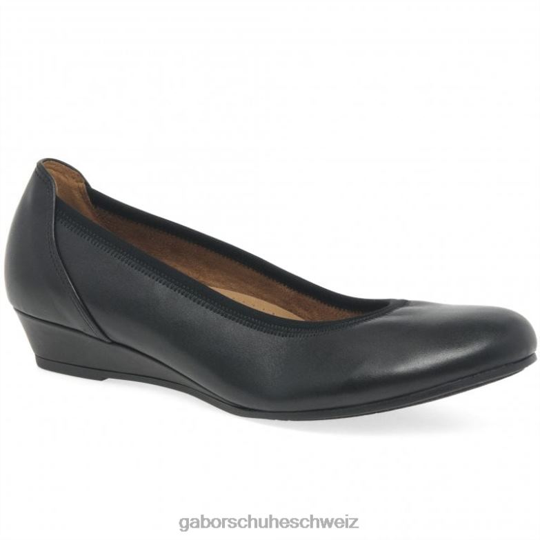 Schuhwerk Frauen Gabor Schwarz Weit geschnittene Chester-Pumps mit niedrigem Keilabsatz XTX02121