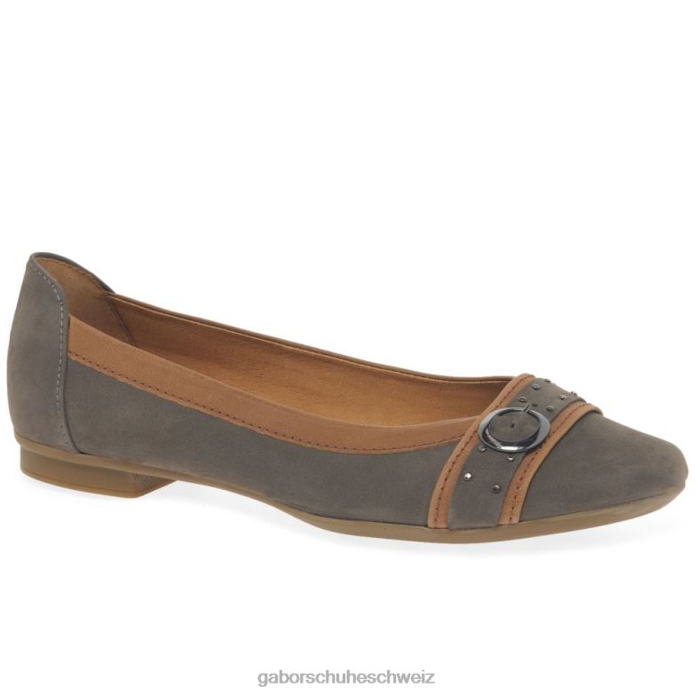 Schuhwerk Frauen Gabor Wallaby/Cognac Michelle Lässige Pumps mit Nietenschnalle XTX0295