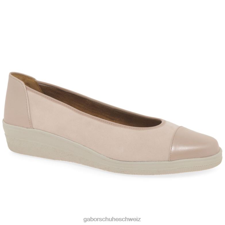 Schuhwerk Frauen Gabor hellrosa Wildleder Pumps mit niedrigem Absatz und Lackakzent in Petunia-Optik XTX02117